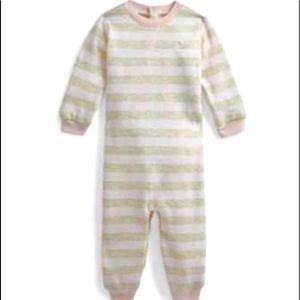 Polo Baby Girl's Striped Fleece Coveralls